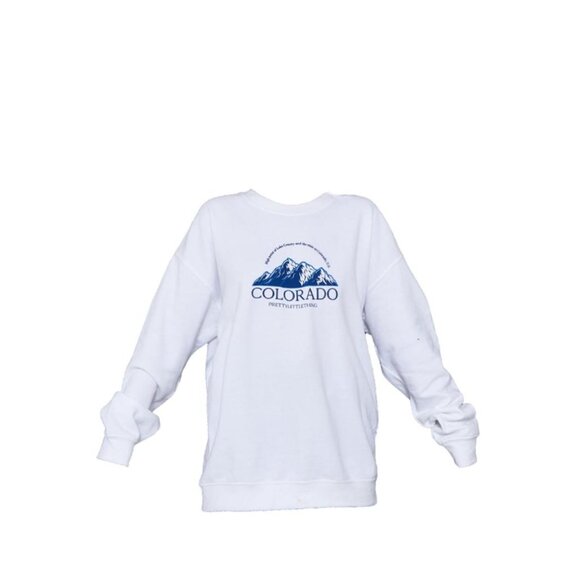 Cozy Oversized Colorado Graphic Sweatshirt White XS PrettyLittleThing NWT - Picture 2 of 9